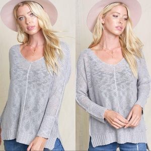 TAKE A BREAK SOFT LUXE SWEATER TOP-GRAY